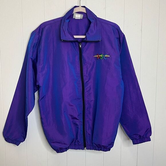 Ocean East Sportswear Womens Medium Full Zip Front ABC Jacket Purple Iridescent - Picture 1 of 11